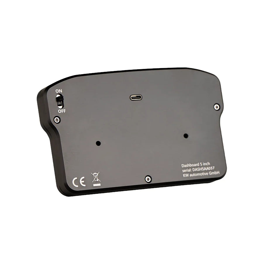Ascher Racing 4-inch dashboard, rear view with ON/OFF switch and USB-C port