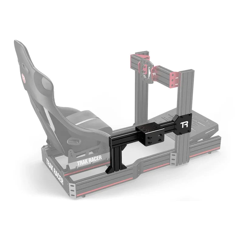 Trak Racer Gen 2 Shifter Mount and Side Chassis Support shown installed on a ghosted Trak Racer cockpit chassis