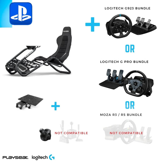 Player1 Trophy Racer Pack for PlayStation — Logitech wheels compatible, MOZA direct drive not compatible