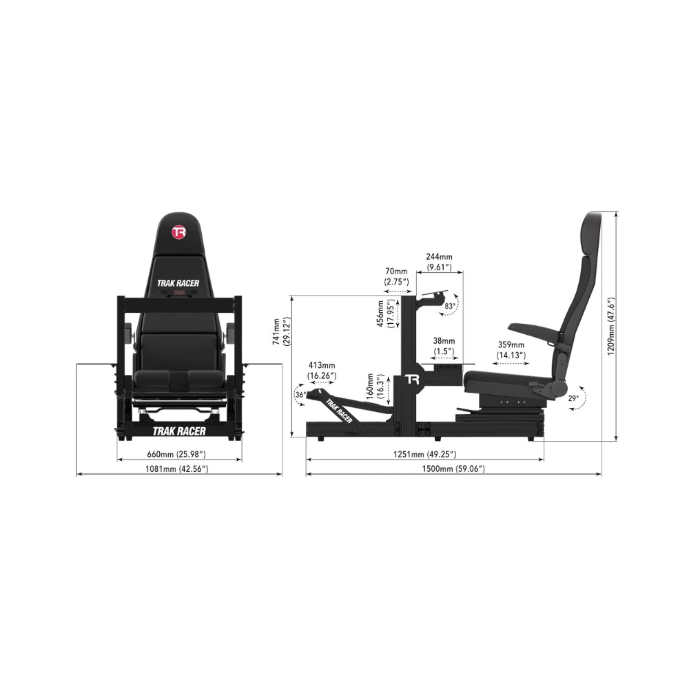 Trak Racer TR80S Flight Simulator Cockpit with Flight Seat on Player1 Sim Gear