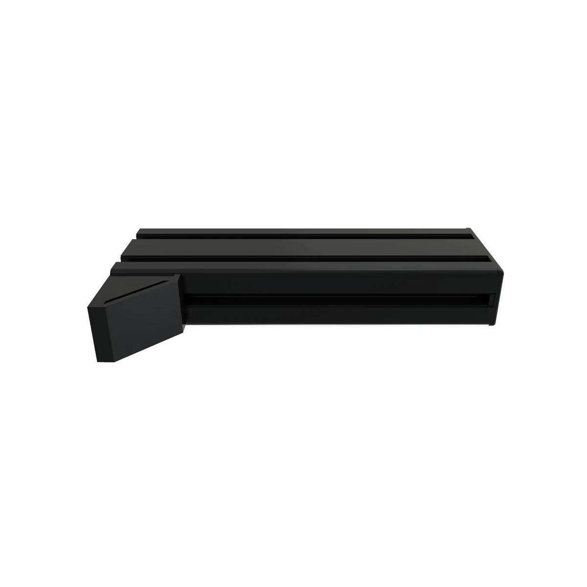 Trak Racer 240mm side mount, angled view with the black end cap and mounting bracket