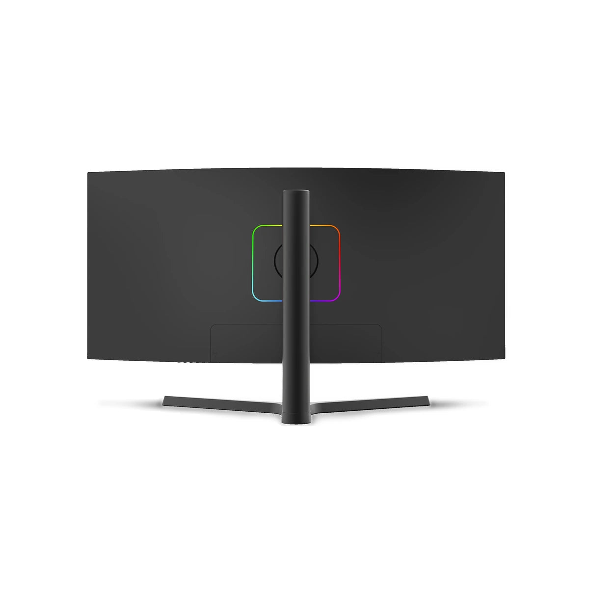 Trak Racer 34-inch ultrawide curved gaming monitor, rear view with RGB lighting