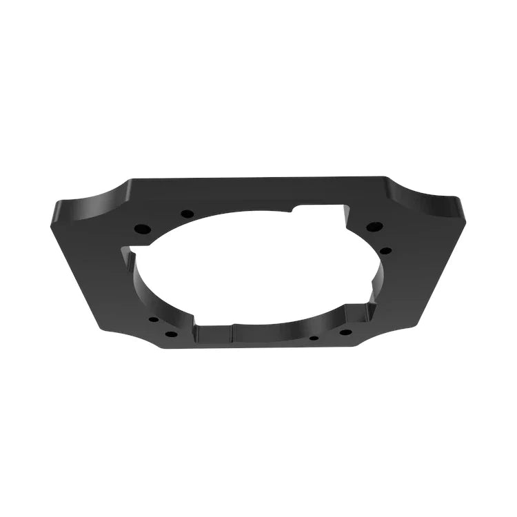 Trak Racer TR-One Asetek front mount plate, top-down angled view of the bolt pattern and cutout