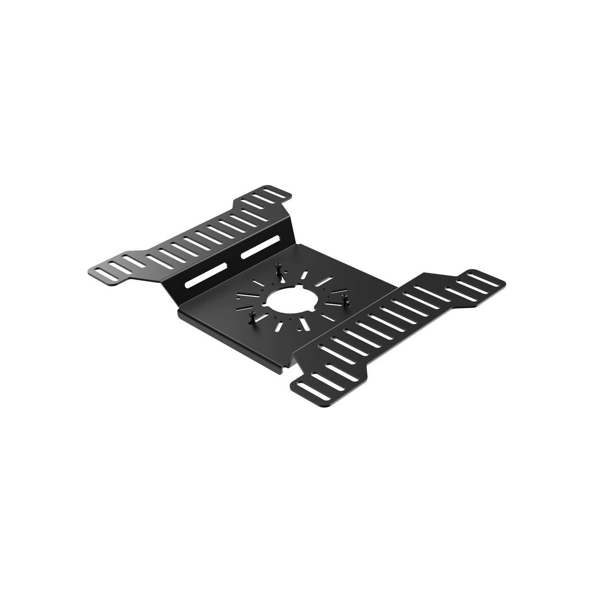 Trak Racer large bass shaker mount, angled view of empty plate showing dual bolt-hole pattern