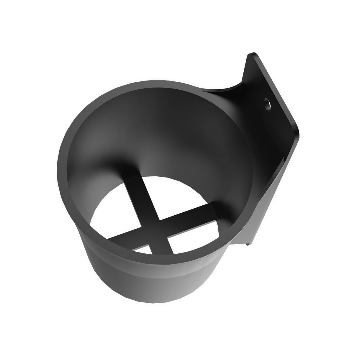 Trak Racer nylon cup holder, top-down view — showing internal cross-brace and mounting bracket holes