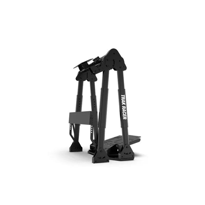 Trak Racer FS3 V2 Wheel Stand, rear three-quarter view showing the pedal plate and adjustable legs