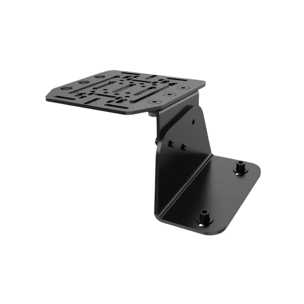 Trak Racer handbrake mount for Alpine Racing TRX, isolated view highlighting the base plate and mounting holes