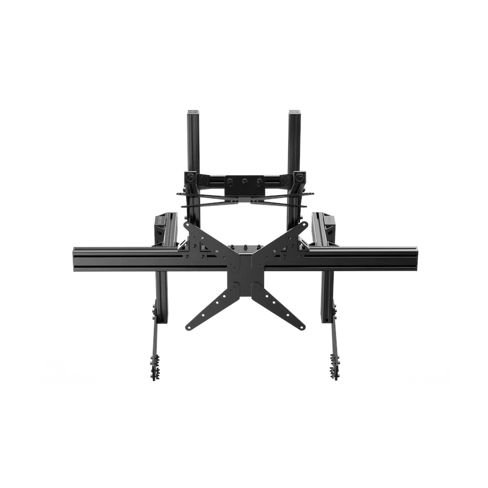 Trak Racer large cockpit dual monitor stand, front view — dual adjustable VESA mounting arms