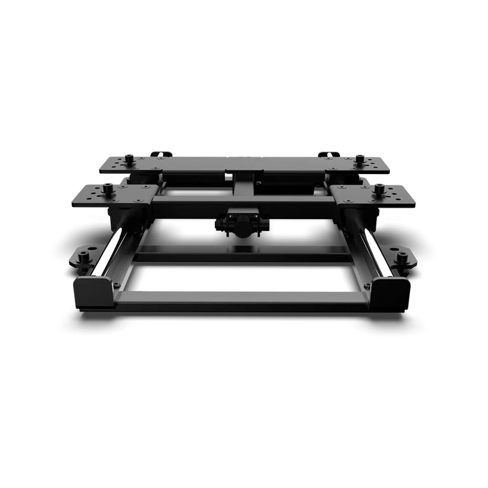Trak Racer Motorised Seat Slider low front view showing the frame, motor gearbox and mounting plates