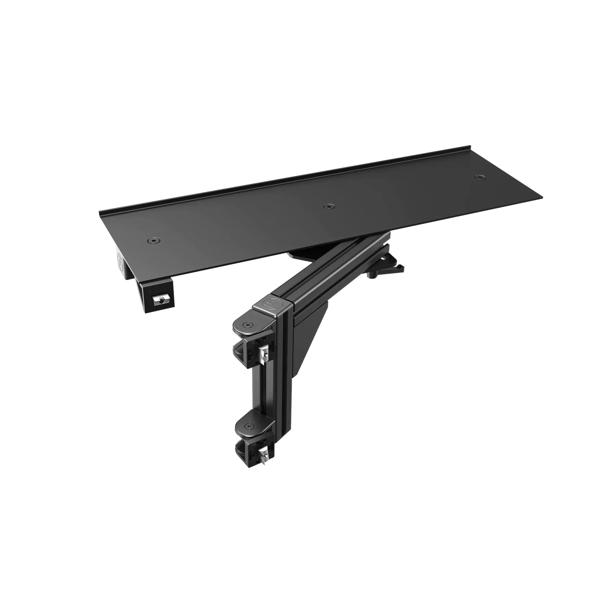 TR8020 620mm Table Top/Desk with Swivel Mount, elevated three-quarter view with the swivel arm folded below the desk