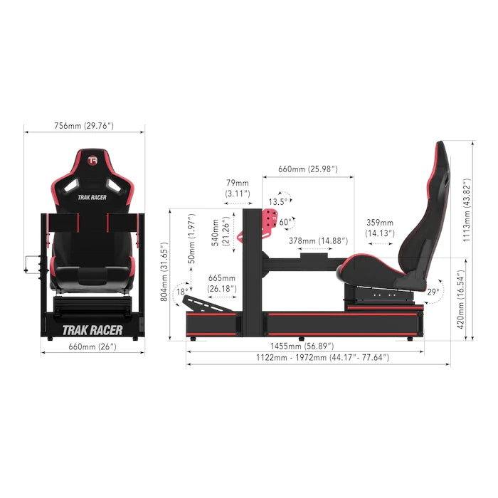 TR160 V5 MK5 Racing Simulator on Player1 Sim Gear Dimensions