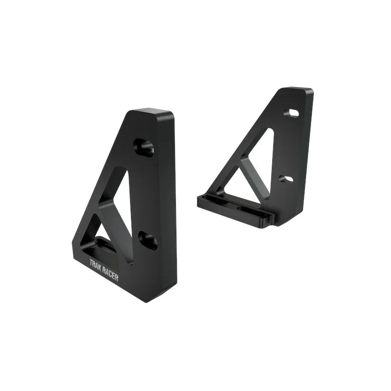 Trak Racer Universal Direct Mount for Fanatec direct drive wheelbases, pair of black triangular brackets shown alone