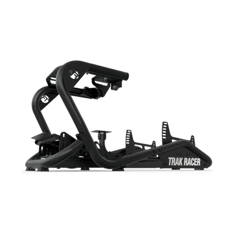 Trak Racer TR8 Pro V2 Racing Simulator, side profile of the bare black tubular frame