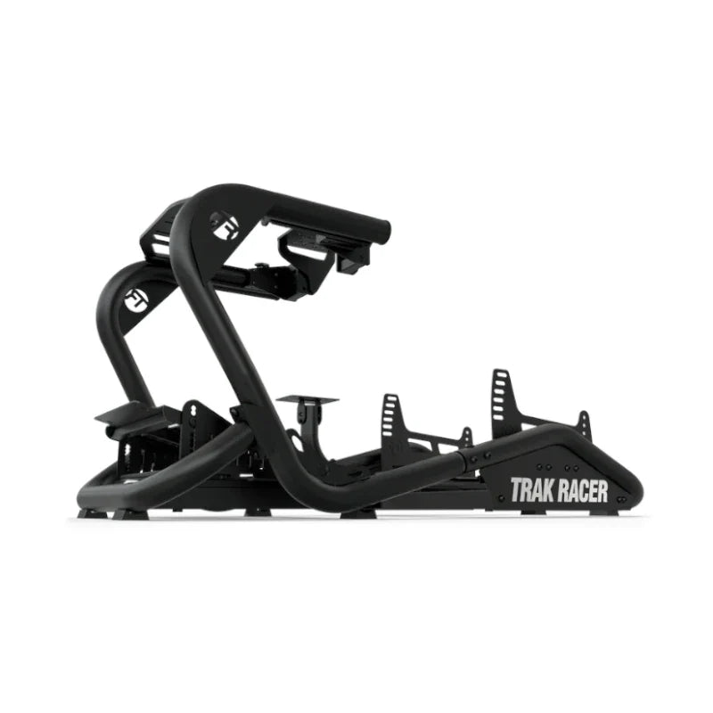 Trak Racer TR8 Pro V2 Racing Simulator, side profile of the bare black tubular frame