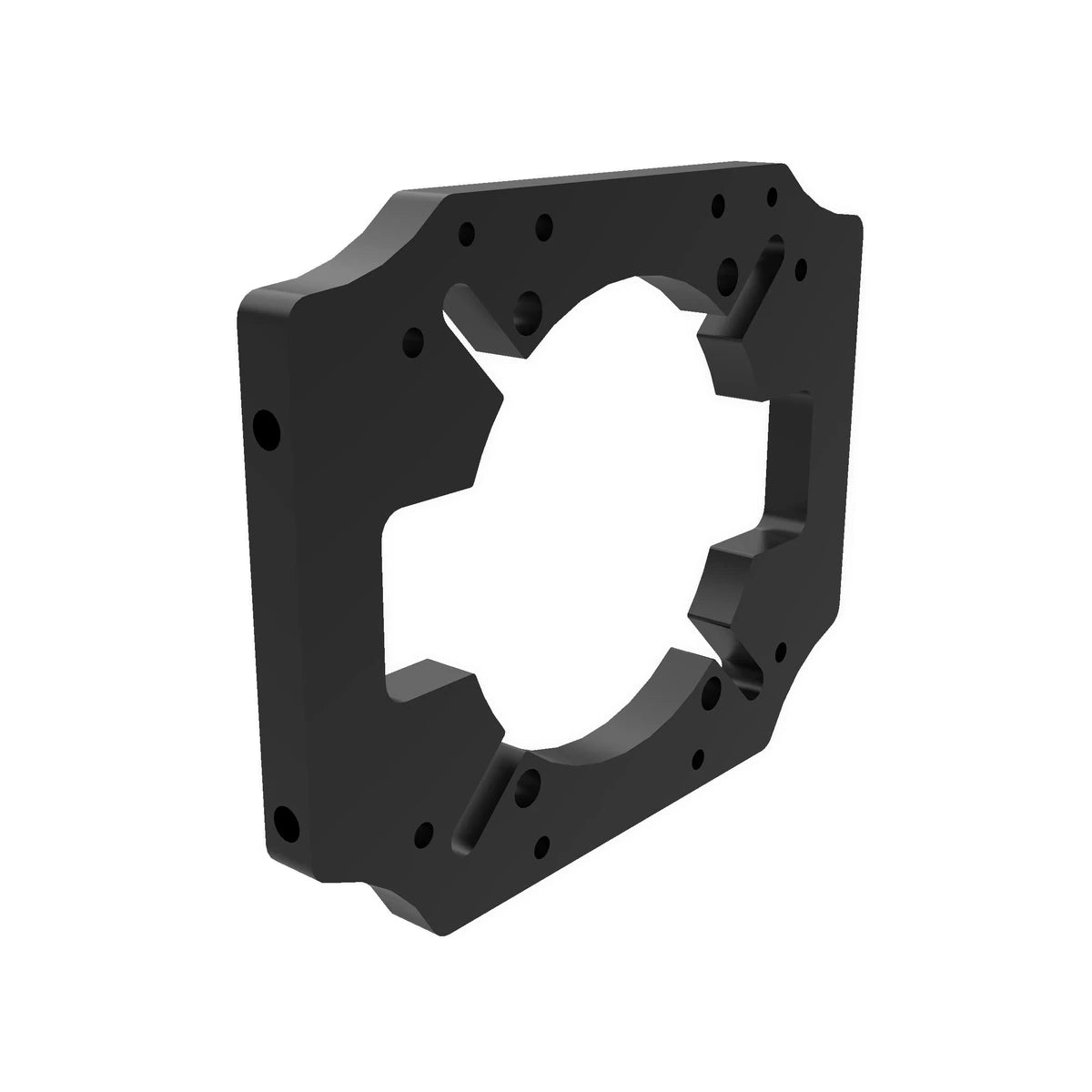 Trak Racer TR One MOZA front mount, angled view showing mounting holes and central bore