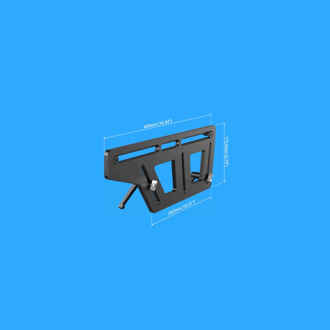 Trak Racer TR-One Pedal Update Plate bracket dimensions diagram in mm: 420mm long, 262mm base, 172.5mm tall