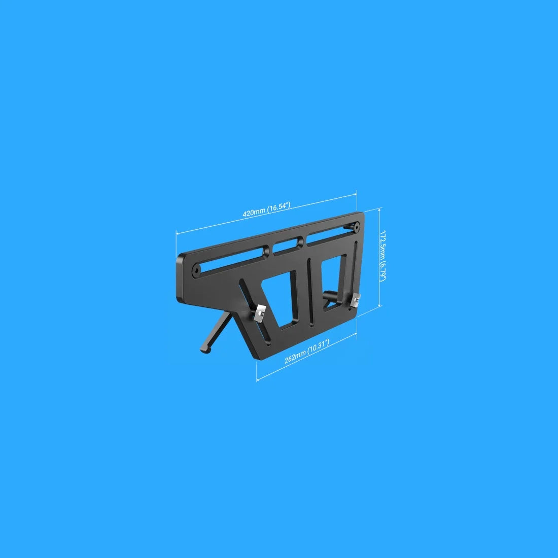 Trak Racer TR-One Pedal Update Plate bracket dimensions diagram in mm: 420mm long, 262mm base, 172.5mm tall
