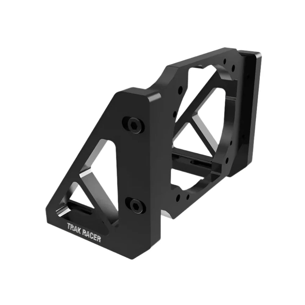 Trak Racer universal direct drive motor mount, rear angle — aluminium bracket showing tilt-adjustment bolts