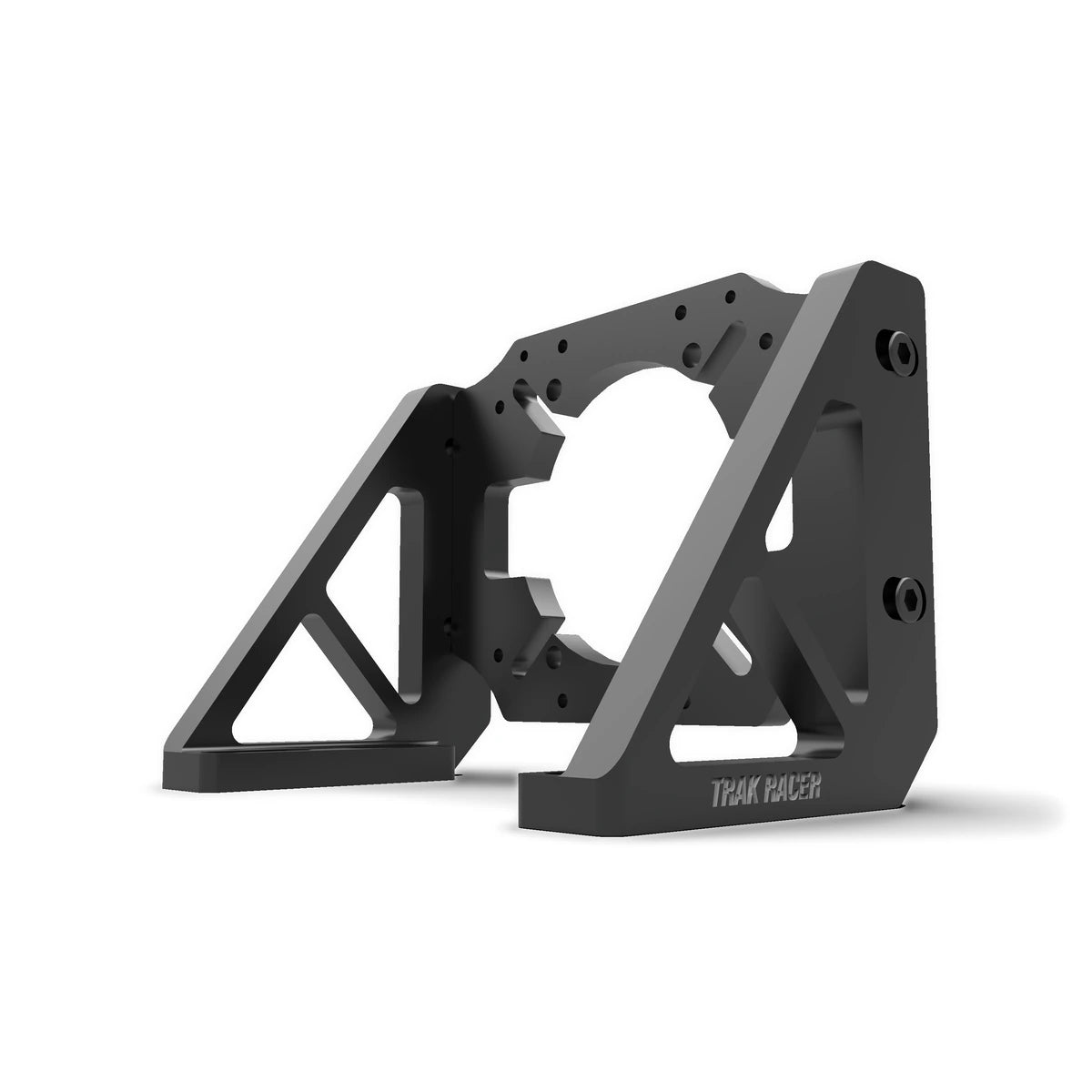Trak Racer universal direct motor mount for MOZA R9-R25 Ultra wheelbases, black, side three-quarter view