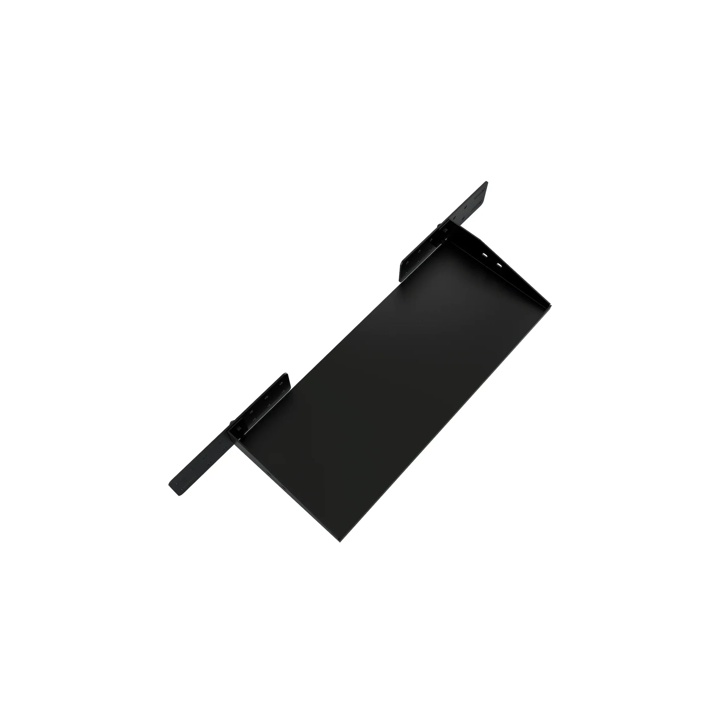 Trak Racer Universal PC or Control Box Shelf, top-down angled view of the flat tray with side brackets folded outward