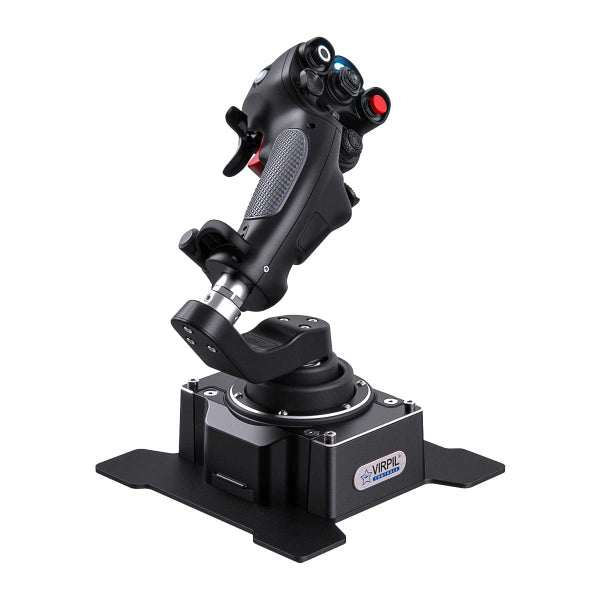 Virpil CDT Aeromax LZ Flightstick Omnithrottle controller for space sim pilots, rear left view.