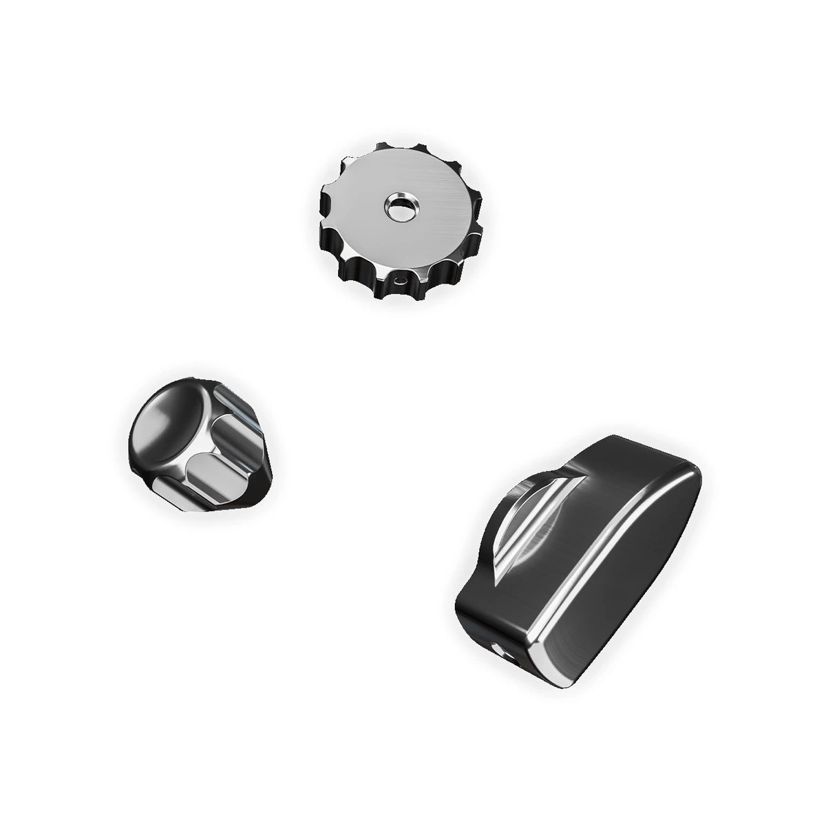 Ascher Racing Knob Kit Pro V2 Mercury thumb encoder, joystick and rotary knobs, close-up