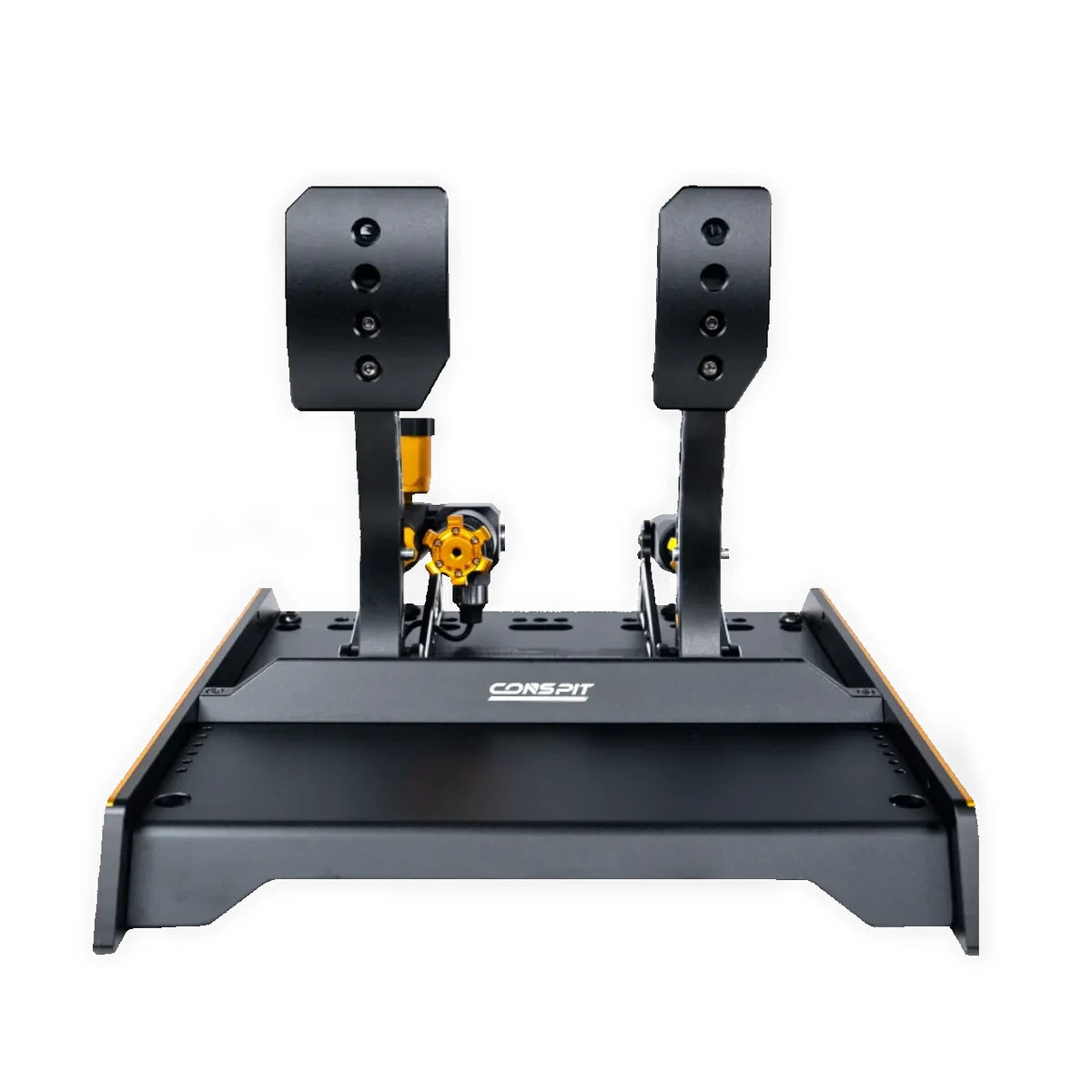 Conspit CPP EVO 2 V2 hydraulic pedal set, front view of the throttle and brake pedal faces