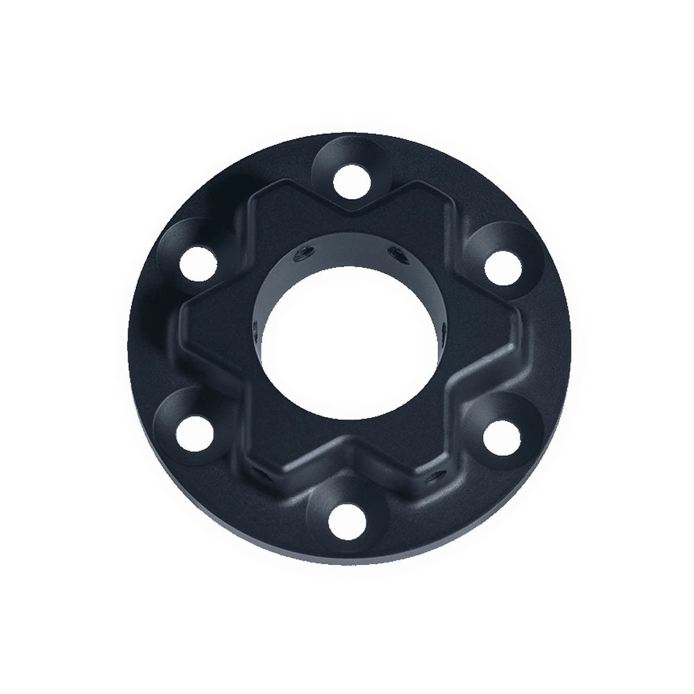 Heusinkveld Steering Wheel Adapter, reverse side showing the six outer mounting holes and round centre bore