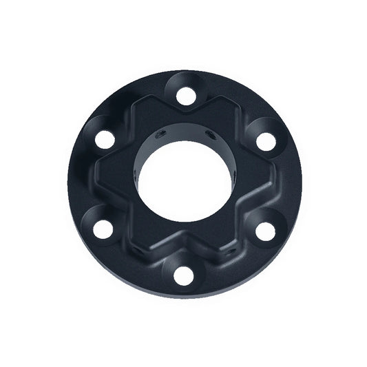 Heusinkveld Steering Wheel Adapter, reverse side showing the six outer mounting holes and round centre bore