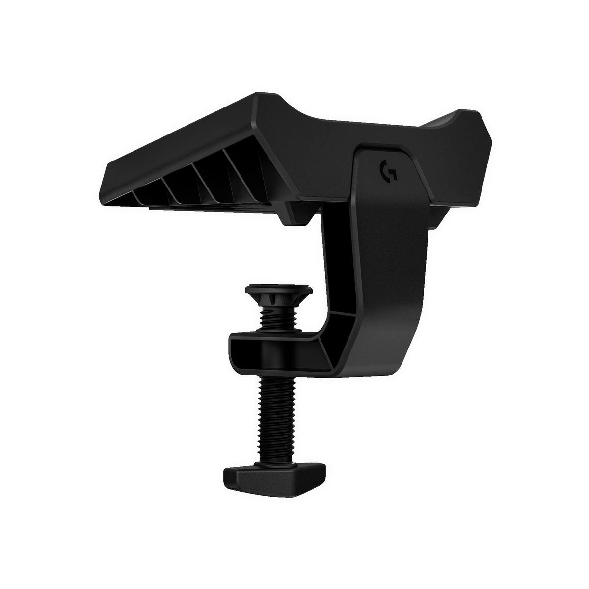 Logitech G Table Clamp for RS50 three-quarter view, included in the McLaren Racing Bundle
