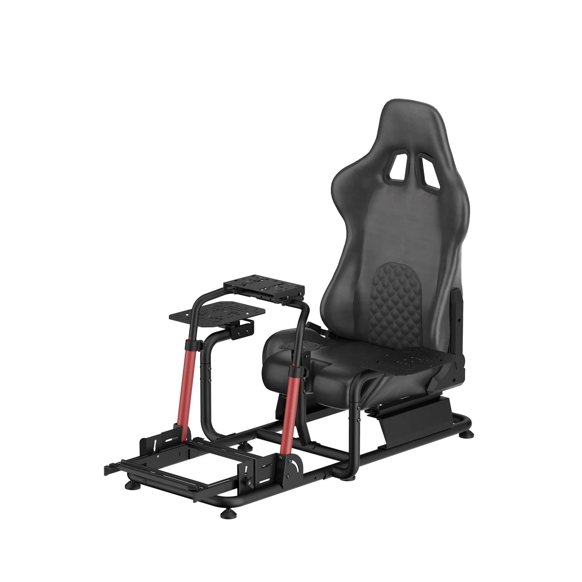 Playmax Flight Simulation Chair and Stand, rear three-quarter view with the pedal plate forward