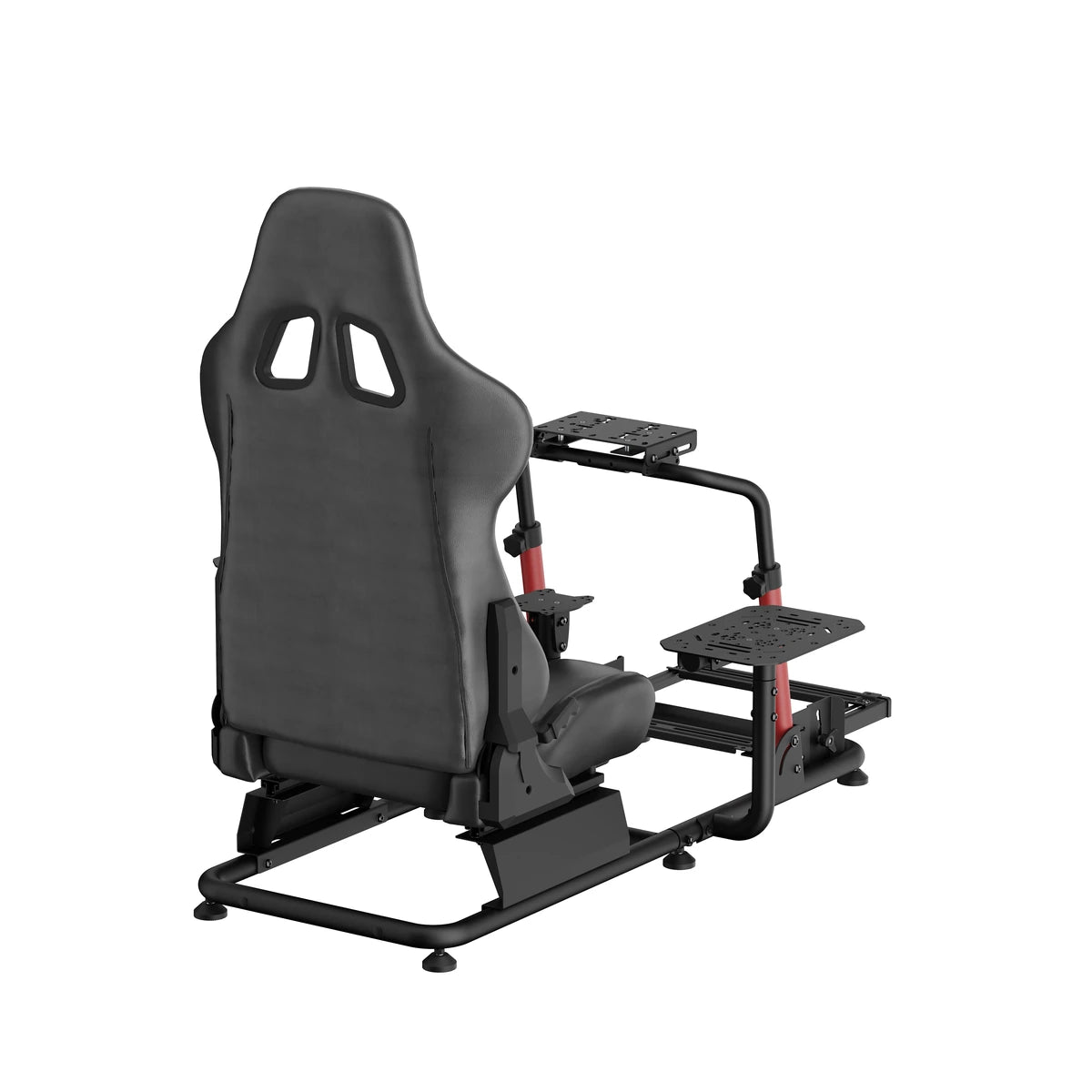 Playmax Flight Simulation Chair and Stand seen from behind the reclining seat