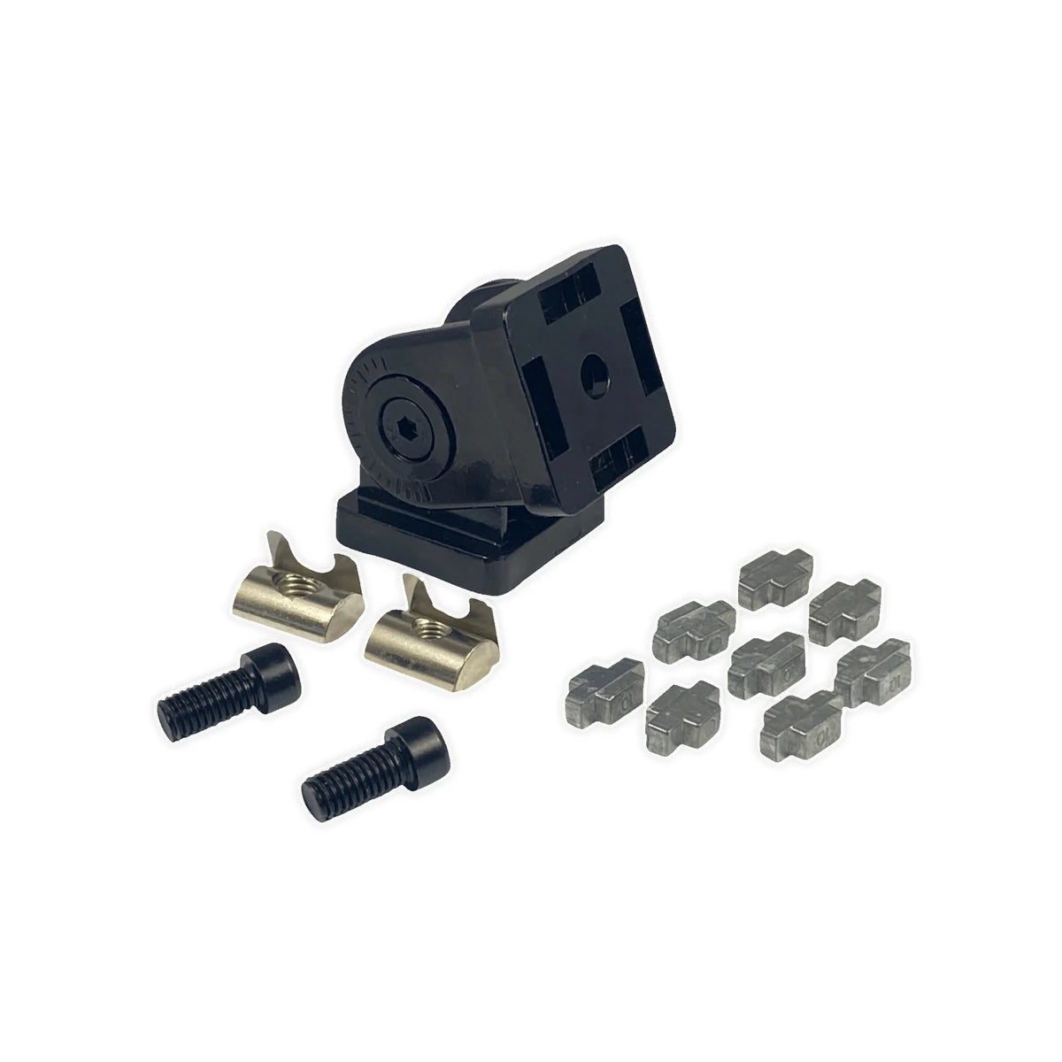 Trak Racer 40x40 pivot joint connector with included T-nuts, bolts and spring nuts for 8mm-slot extrusion