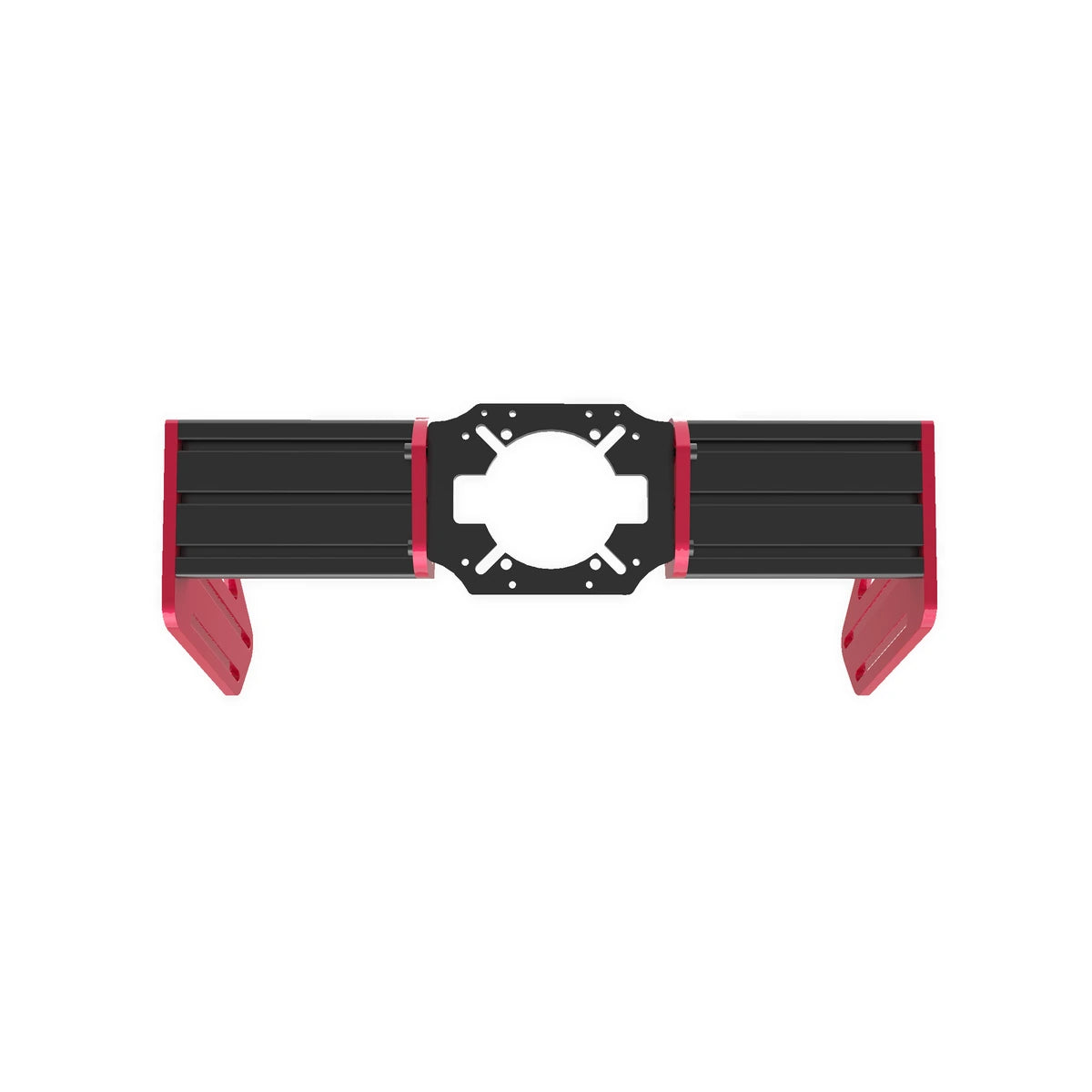 Trak Racer TR-One V3 MOZA wheel mount, front view showing the round direct-drive mounting face on the aluminium channel