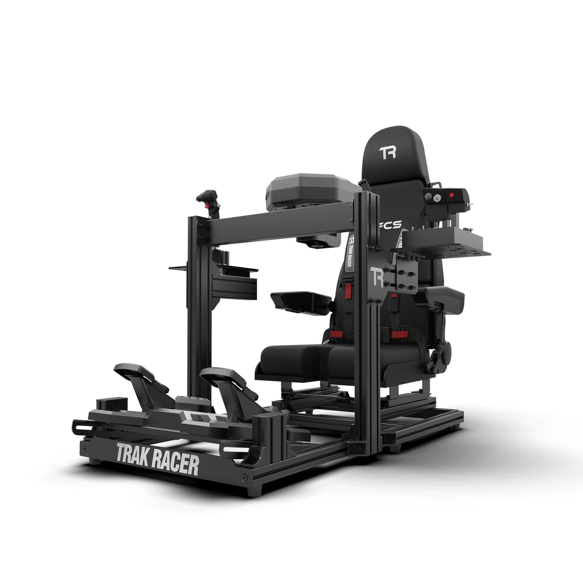 Trak Racer TR40S Flight Simulator, front left view, 40mm aluminium profile frame with flight seat and side control mounts