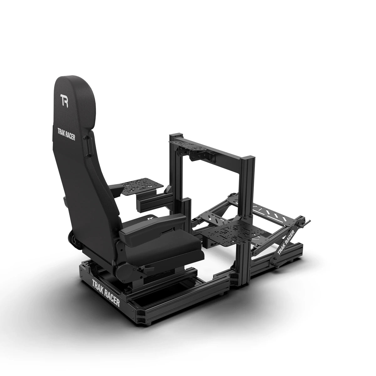 Trak Racer TR80S Flight Simulator, rear right view, flight seat and frame with empty flight control mount plates