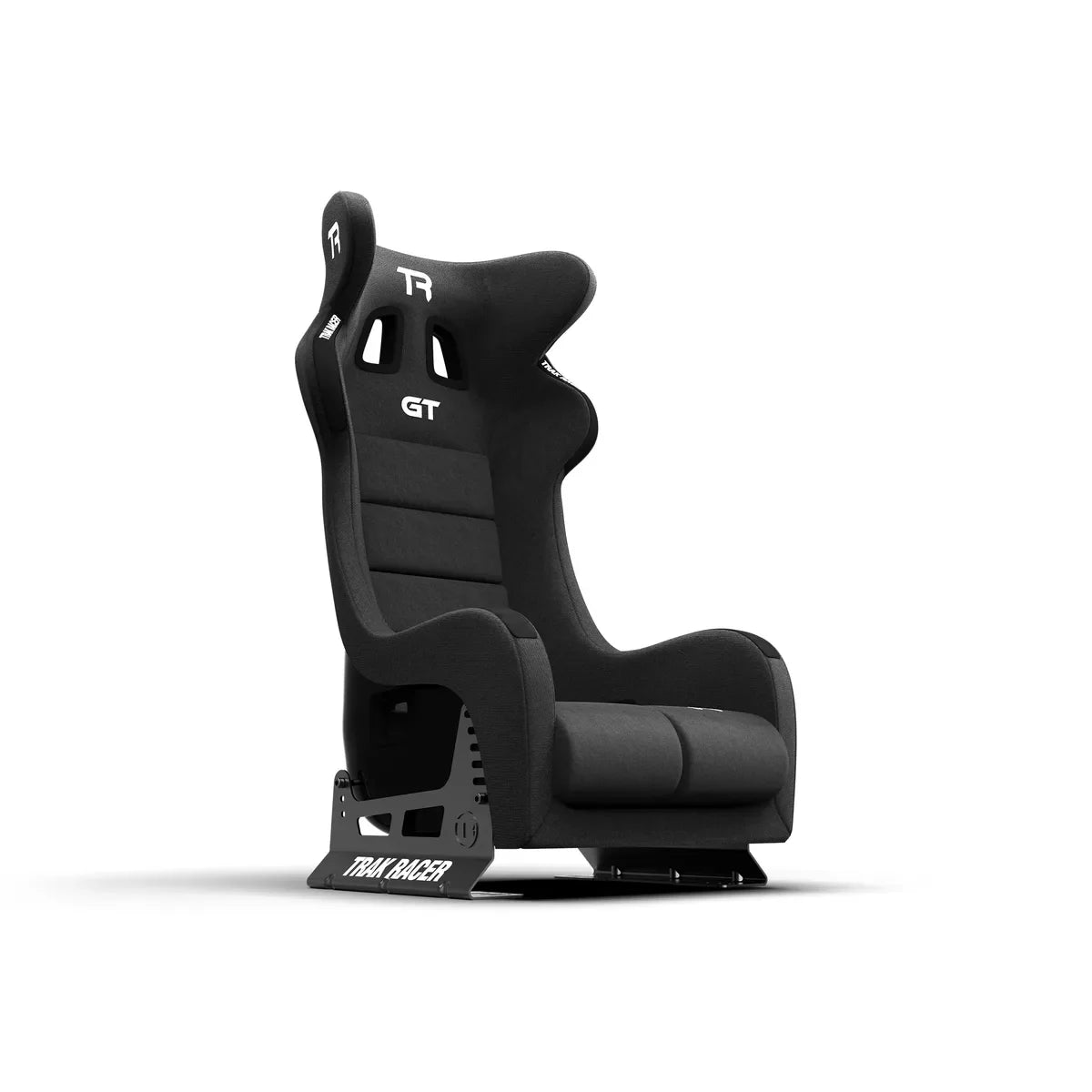 Trak Racer GT Pro fibreglass racing seat, front and side dimension diagram