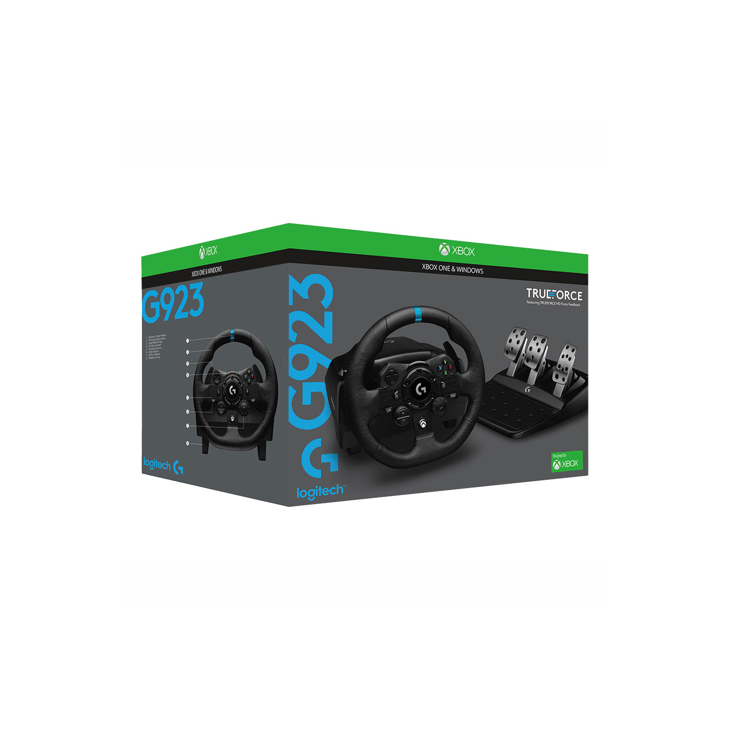 Logitech G923 TRUEFORCE Racing Wheel and Pedals for Xbox Series X|S / Xbox One & PC, Wheel & Pedals, Logitech, Logitech, PC, Racing Gear, Wheel, Wheel + Pedals Combo, XBOX, Player1 Sim Gear, , Racing and Flight Sim Gear