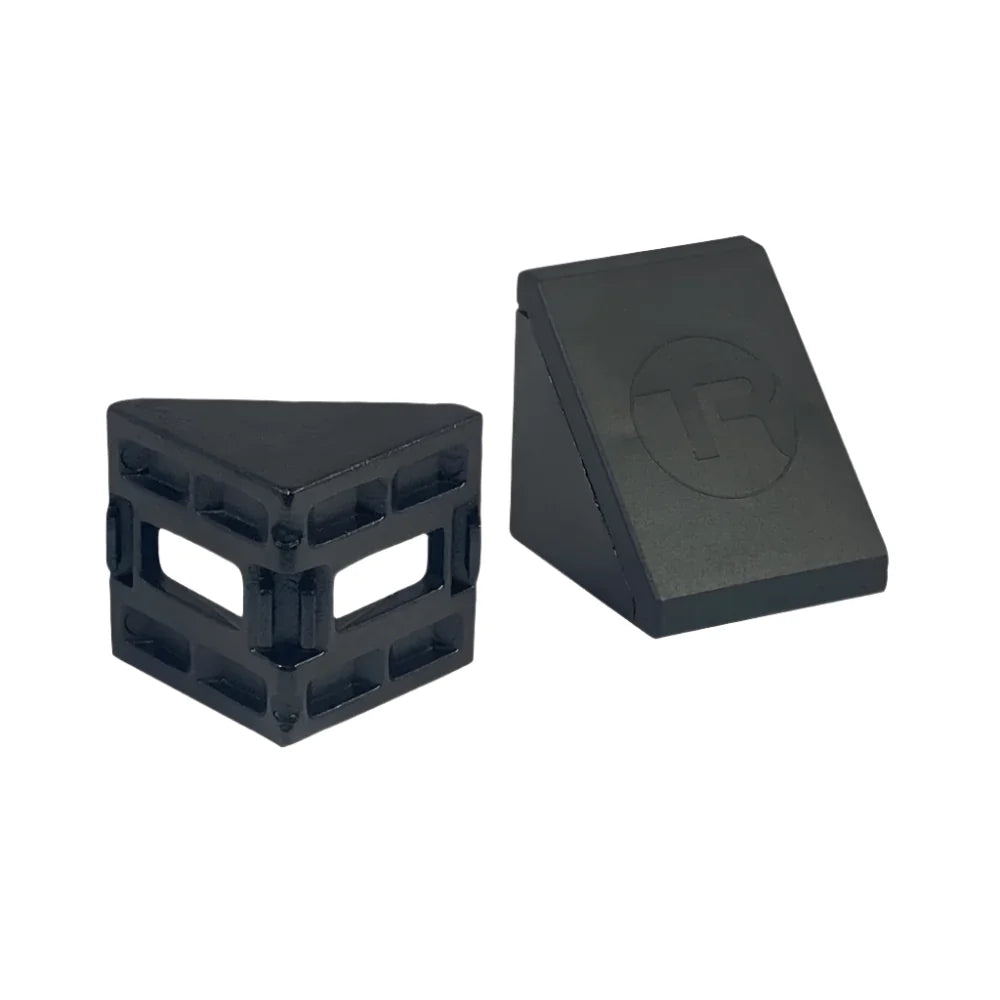 Trak Racer 40mm corner bracket, rear three-quarter — aluminium bracket showing open lattice reinforcement