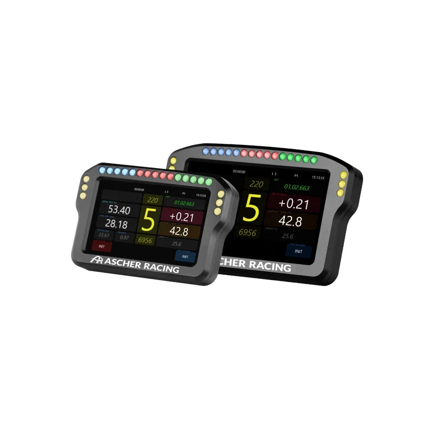 Ascher Racing dashboard 4-inch and 5-inch size comparison side by side