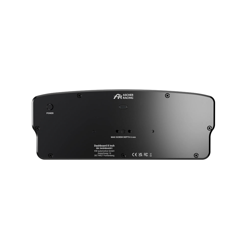 Ascher Racing 8" Dashboard | Official SimHub Integrated Touch Screen on Player1 Sim Gear
