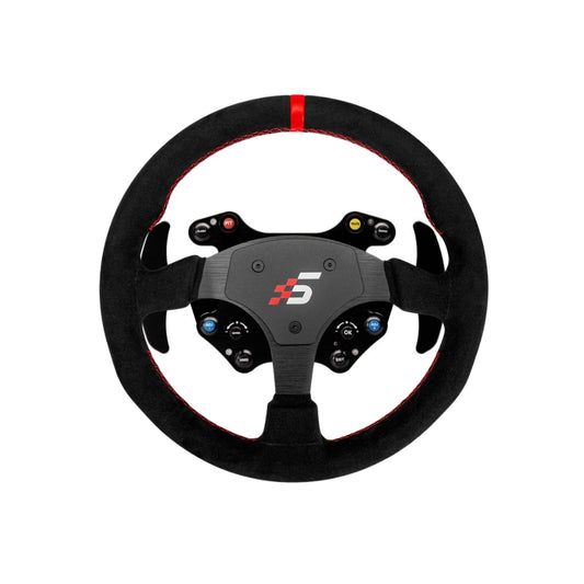 Ascher wireless round Simucube wheel: Ascher B24L-SC hub on a Simagic P-330R round rim in Alcantara