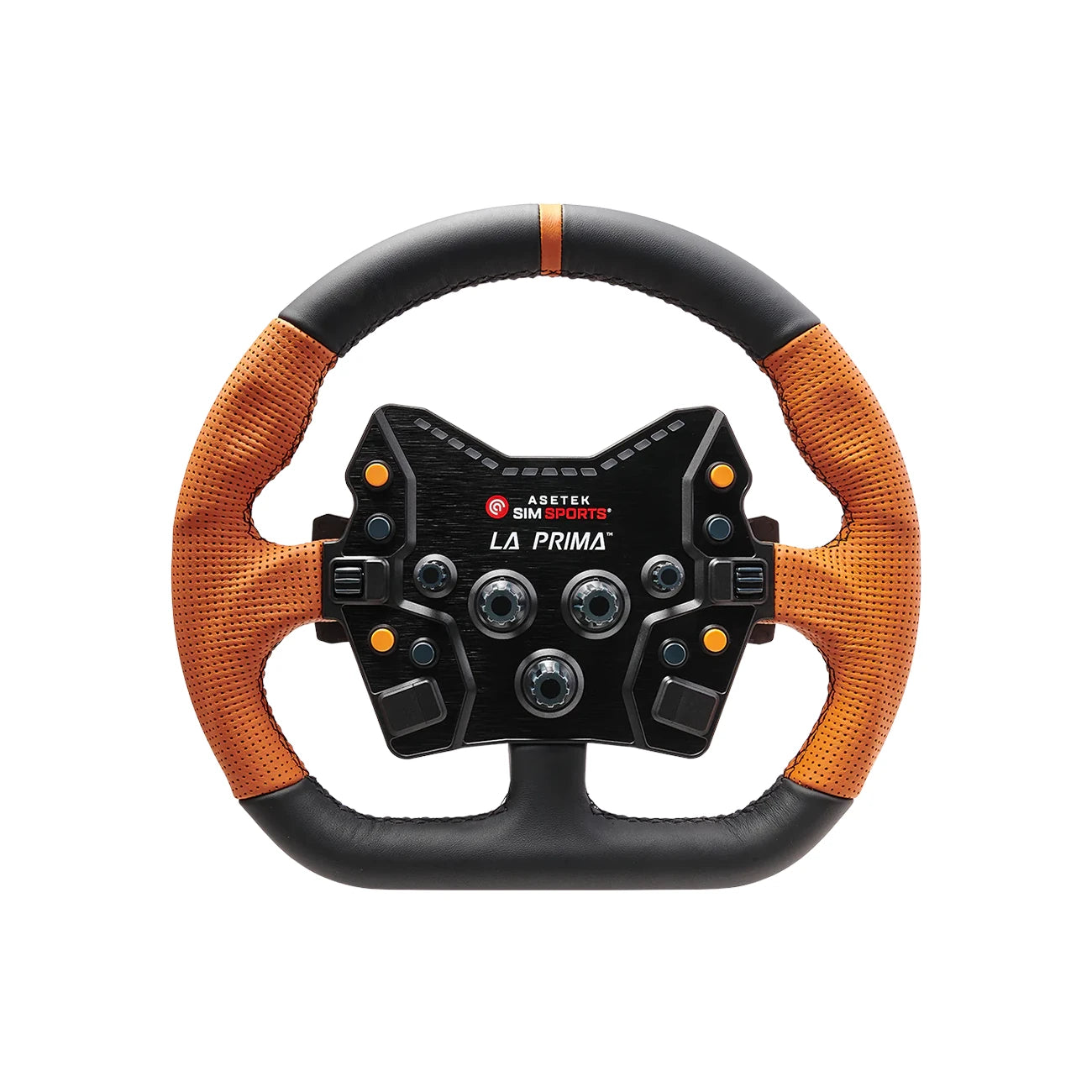 Asetek Closed D Orange Leather Sim Racing Wheel Rim on Player1 Sim Gear.