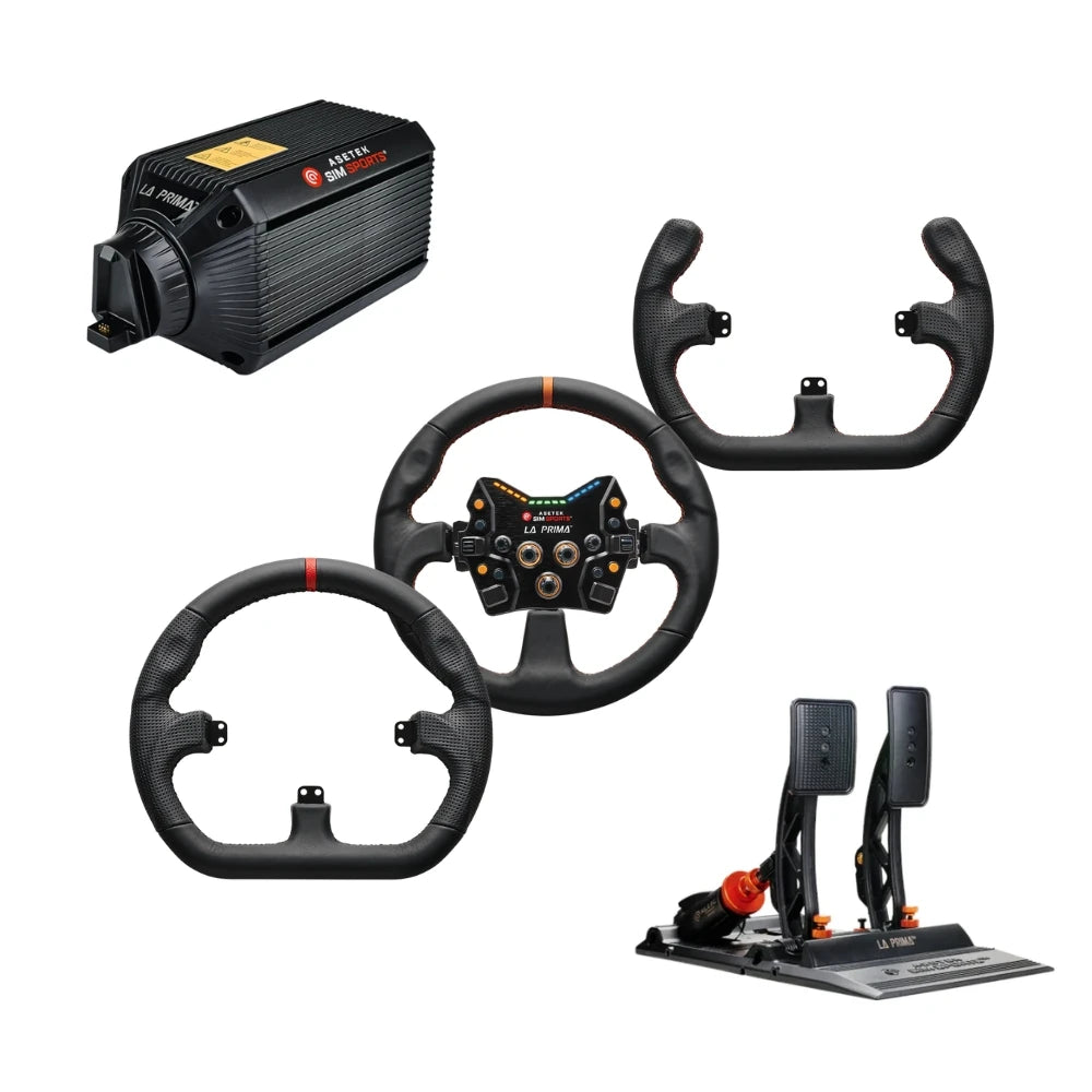 Asetek La Prima Sim Racing Wheel and  Pedals Bundle on Player1 Sim Gear