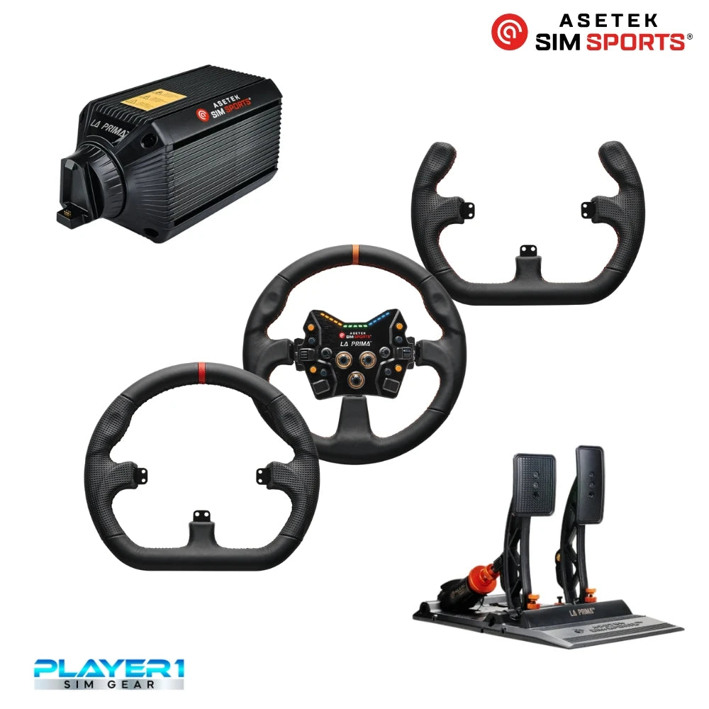 Asetek La Prima Sim Racing Wheel and  Pedals Bundle on Player1 Sim Gear