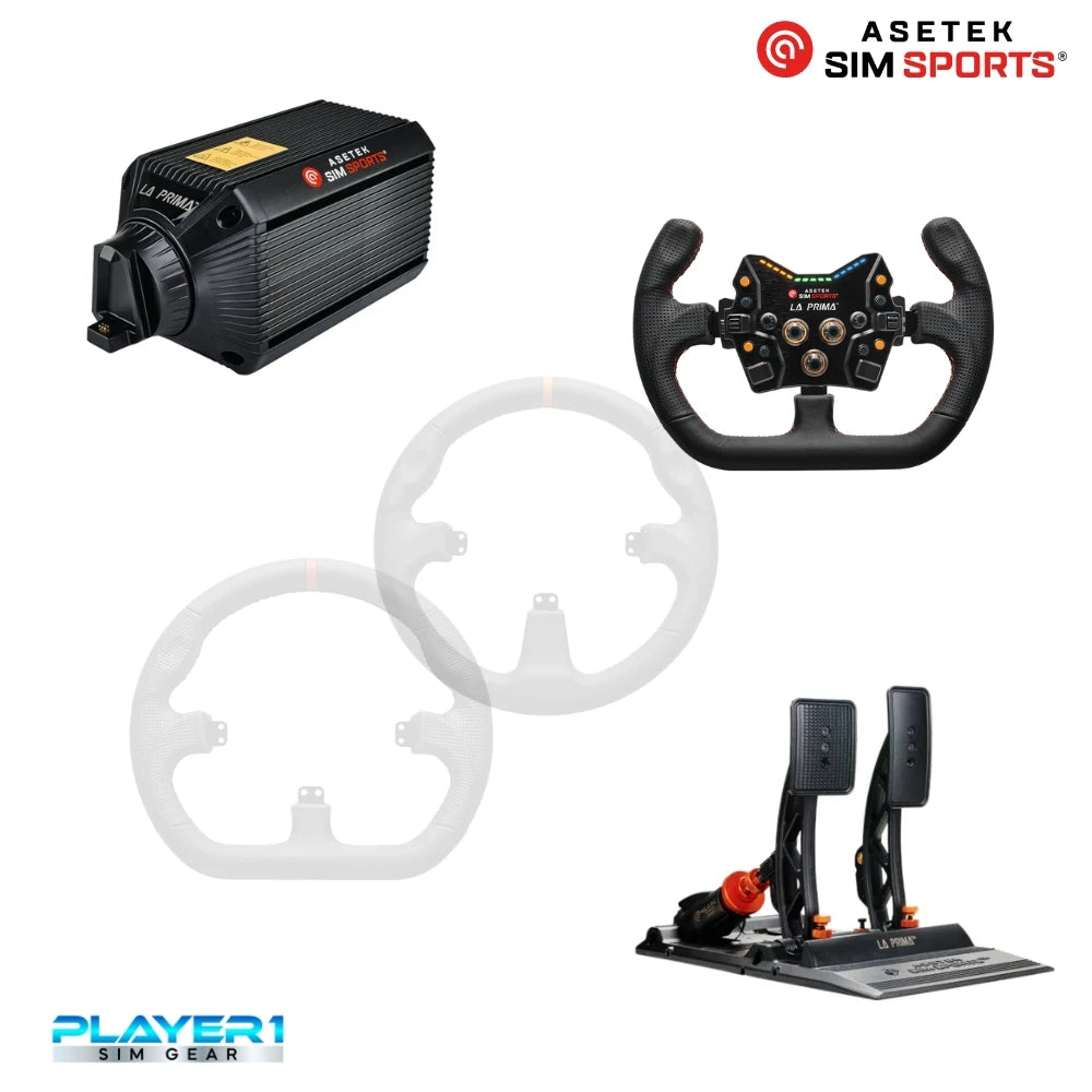 Asetek La Prima Sim Racing Wheel and  Pedals Bundle on Player1 Sim Gear