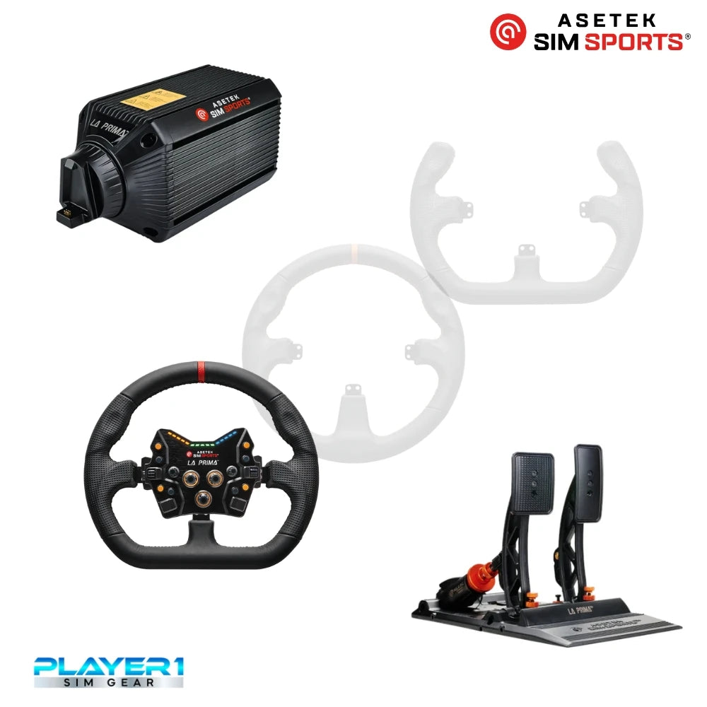 Asetek La Prima Sim Racing Wheel and  Pedals Bundle on Player1 Sim Gear