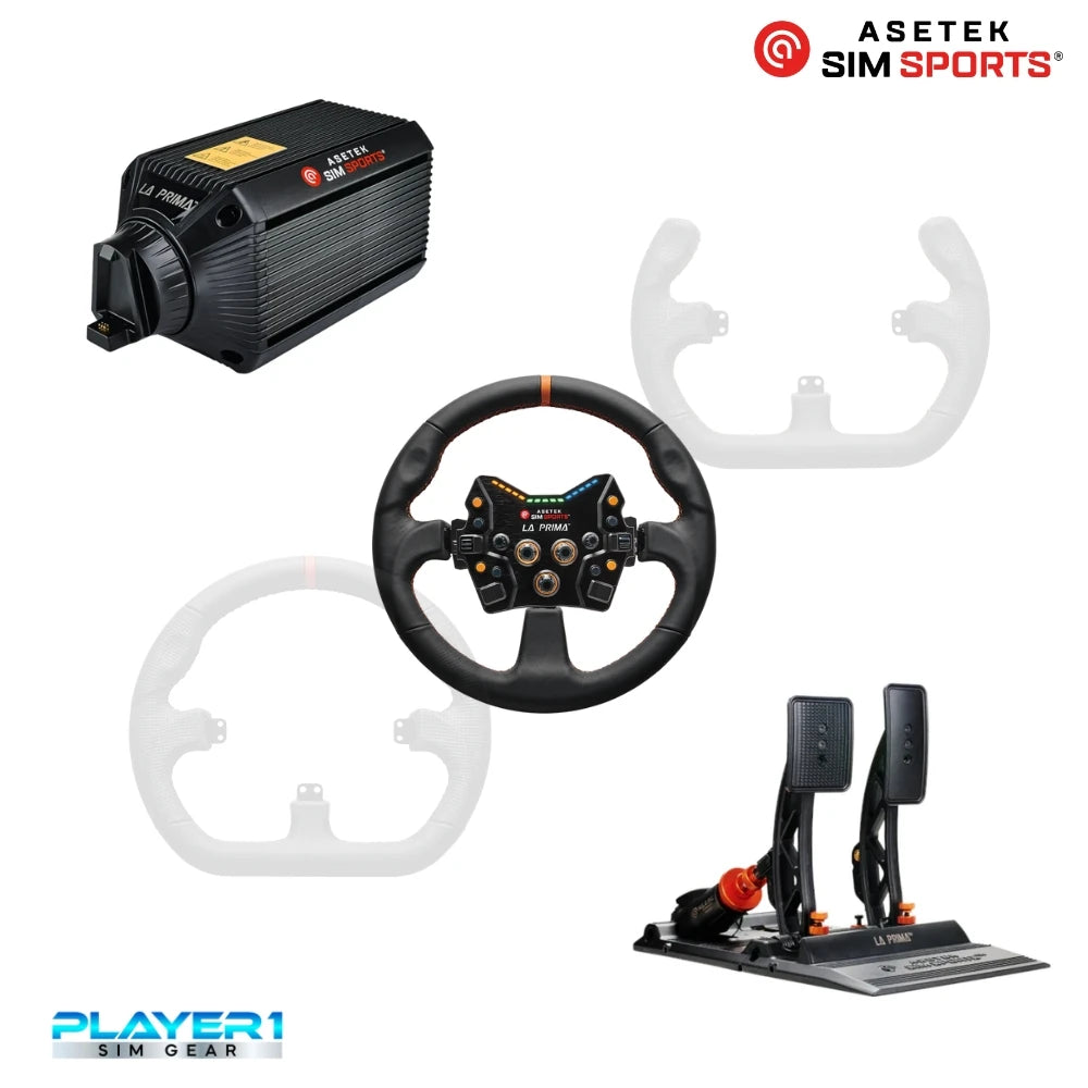 Asetek La Prima Sim Racing Wheel and  Pedals Bundle on Player1 Sim Gear