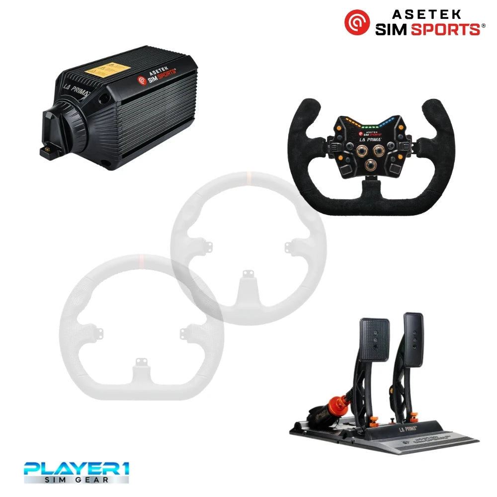 Asetek La Prima Sim Racing Wheel and  Pedals Bundle on Player1 Sim Gear