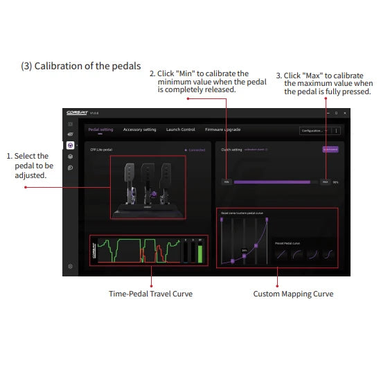Conspit CPP Lite 2 Pedal Set of Hydraulic 10Mps/100KG Haptic Sim Racing Pedals on Player1 Sim Gear